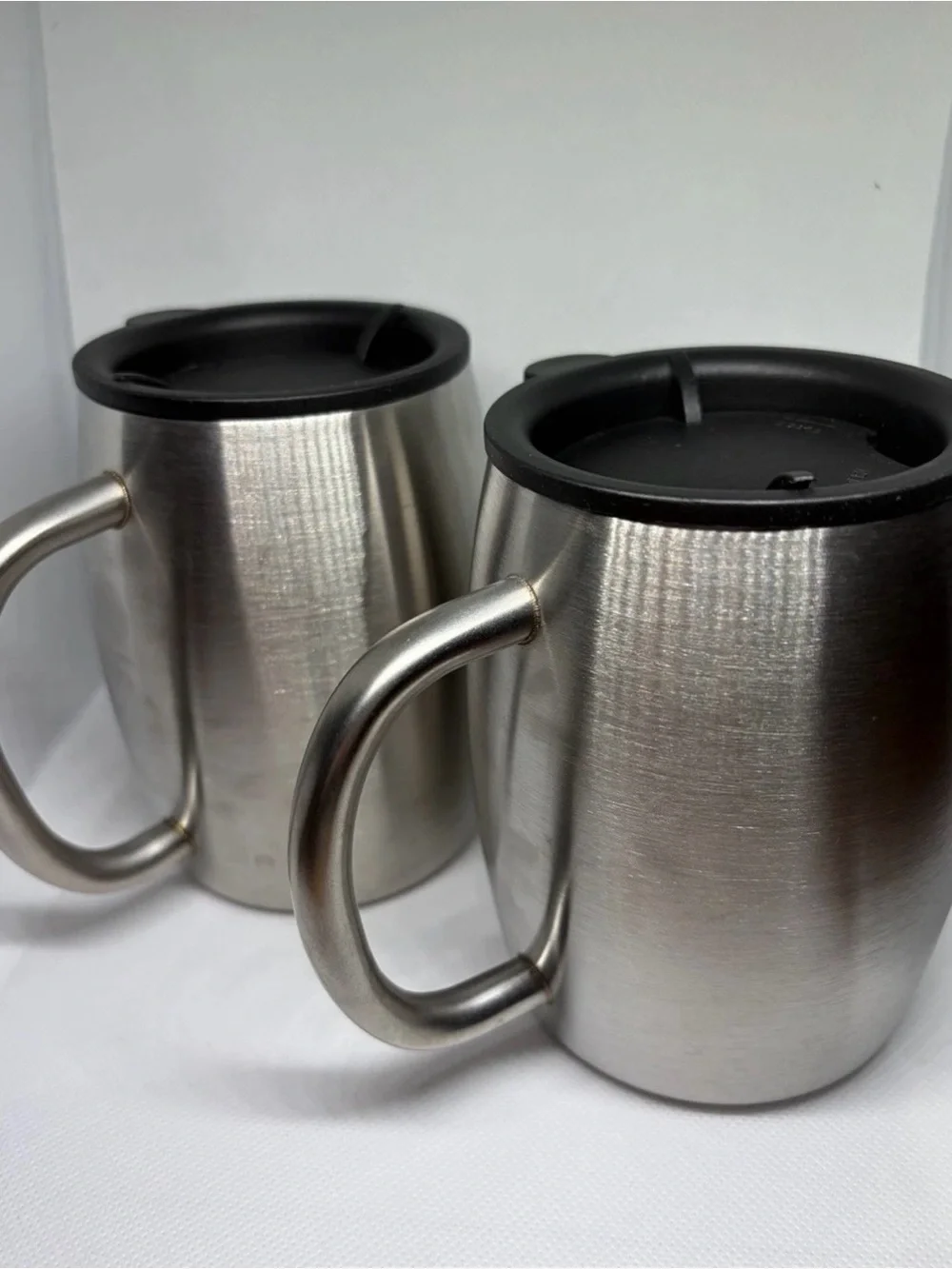 FineDine His&Hers Stainless Steel Mugs Double Wall Insulated Cup Lid 16oz, 2pc